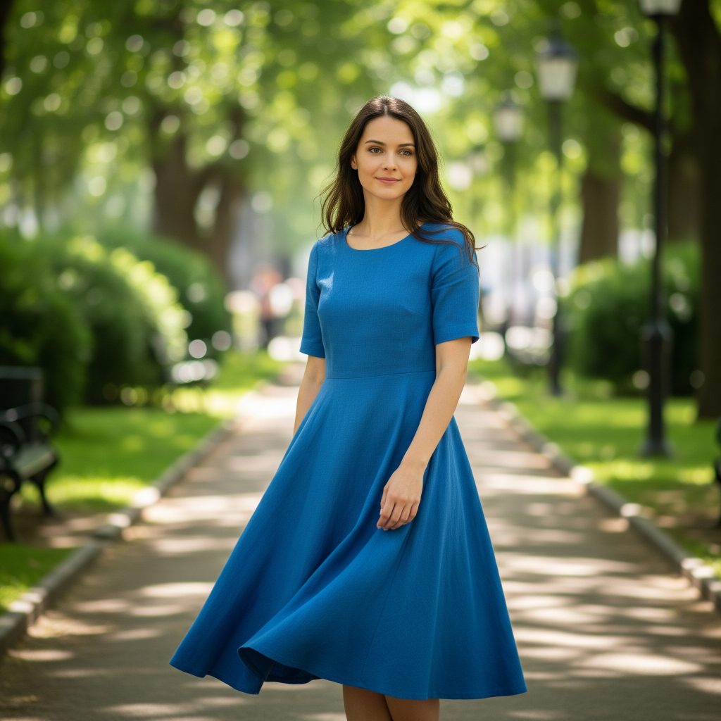 a-line dress blue