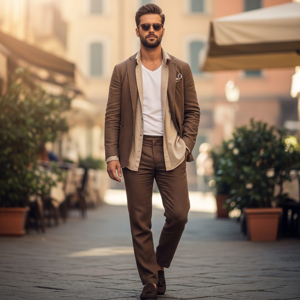 layered brown italian outfit